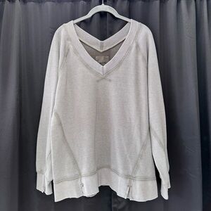 Aerie Heather Gray V-Neck Long Sleeve Top